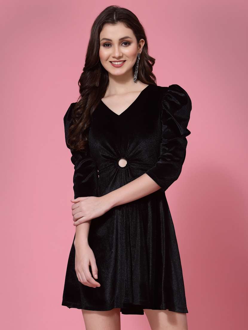 Buy online Black Velvet Fit & Flare Dress from western wear for Women by Kassually for 1449 at 50% off | 2026 Limeroad.com Buy online Black Velvet Fit & Flare Dress from western wear for Women by Kassually for 1449 at 50% off | 2026 Limeroad.com
