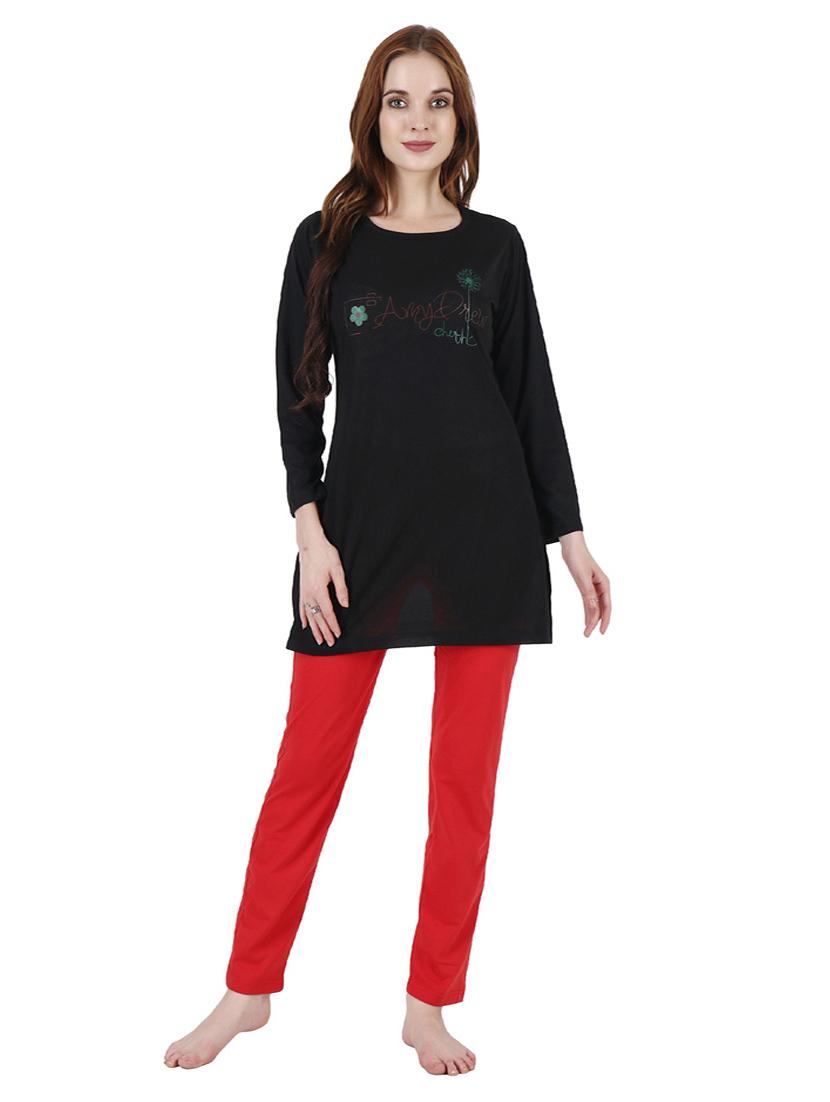 black chest print nightwear set - 18950739 - Zoom Image - 0
