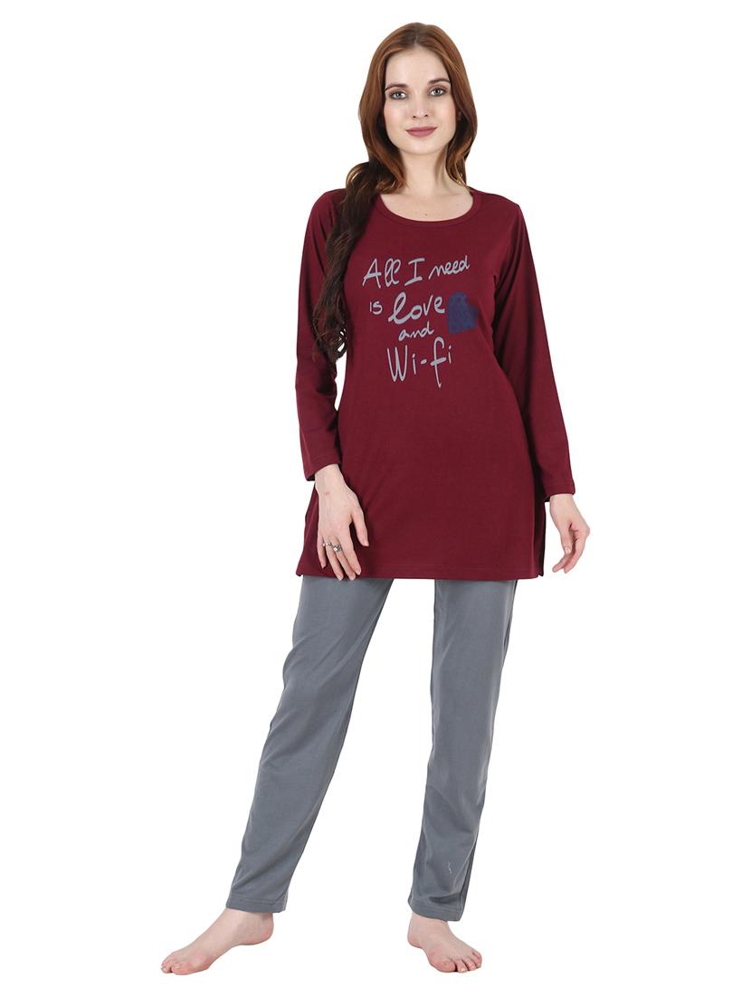 red chest print nightwear set - 18950740 - Zoom Image - 0