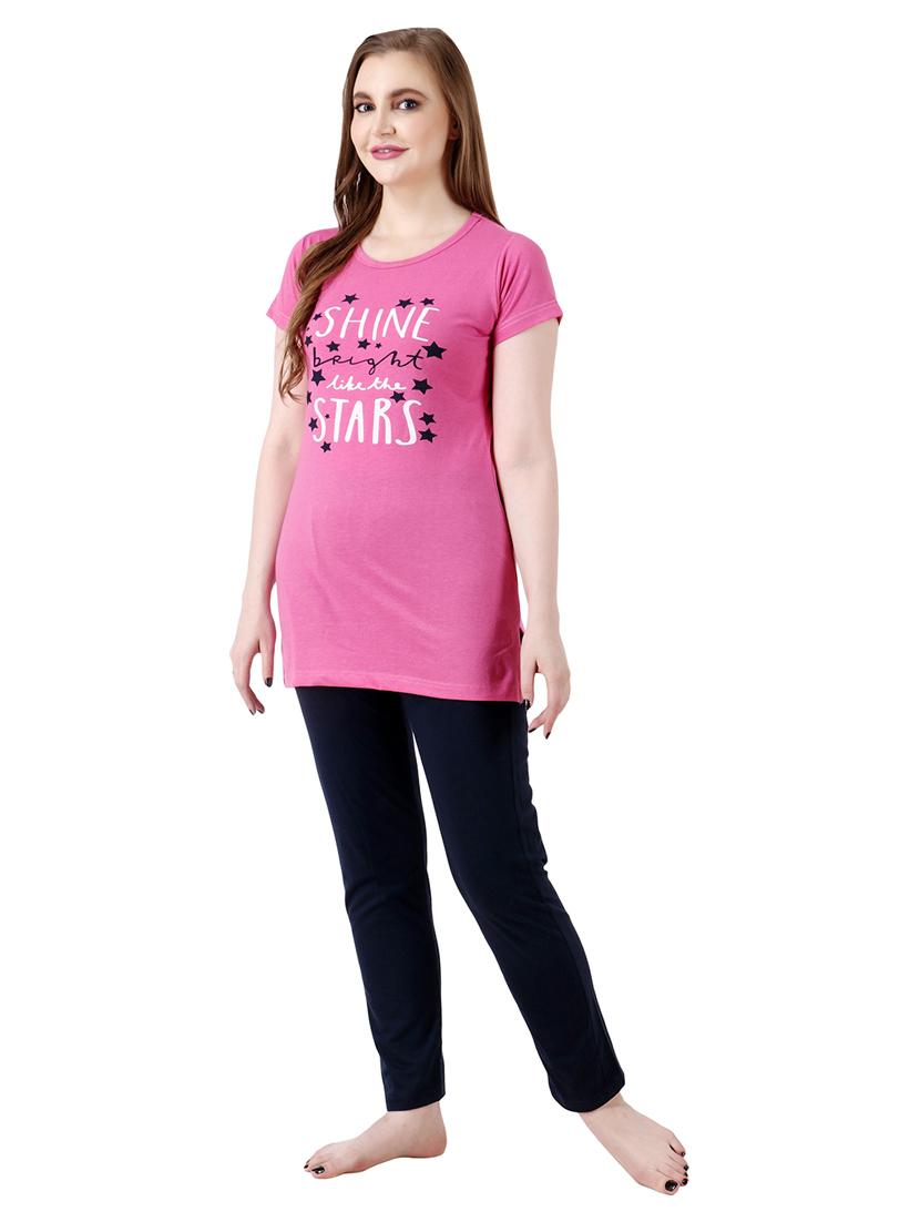 pink chest print nightwear set - 18950742 - Zoom Image - 0