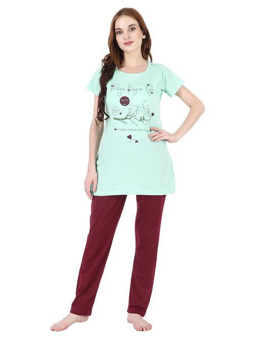 green chest print nightwear set - 18950748 - Standard Image - 0