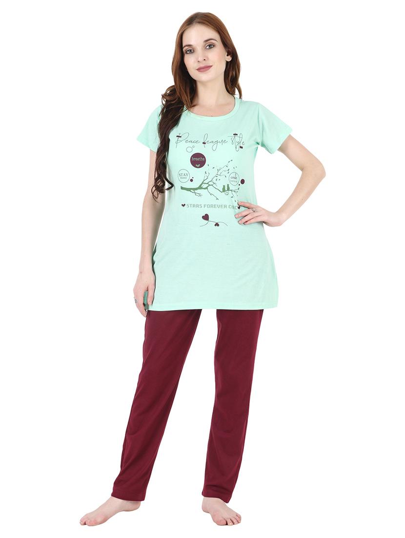 green chest print nightwear set - 18950748 - Zoom Image - 0
