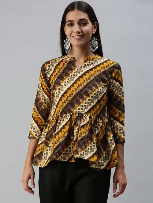 women's peplum notch neck top - 18950980 -  Standard Image - 0