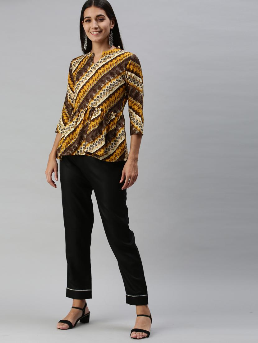 women's peplum notch neck top - 18950980 - Standard Image - 3