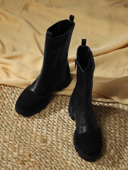 black calf length boot - 18951002 -  Standard Image - 0
