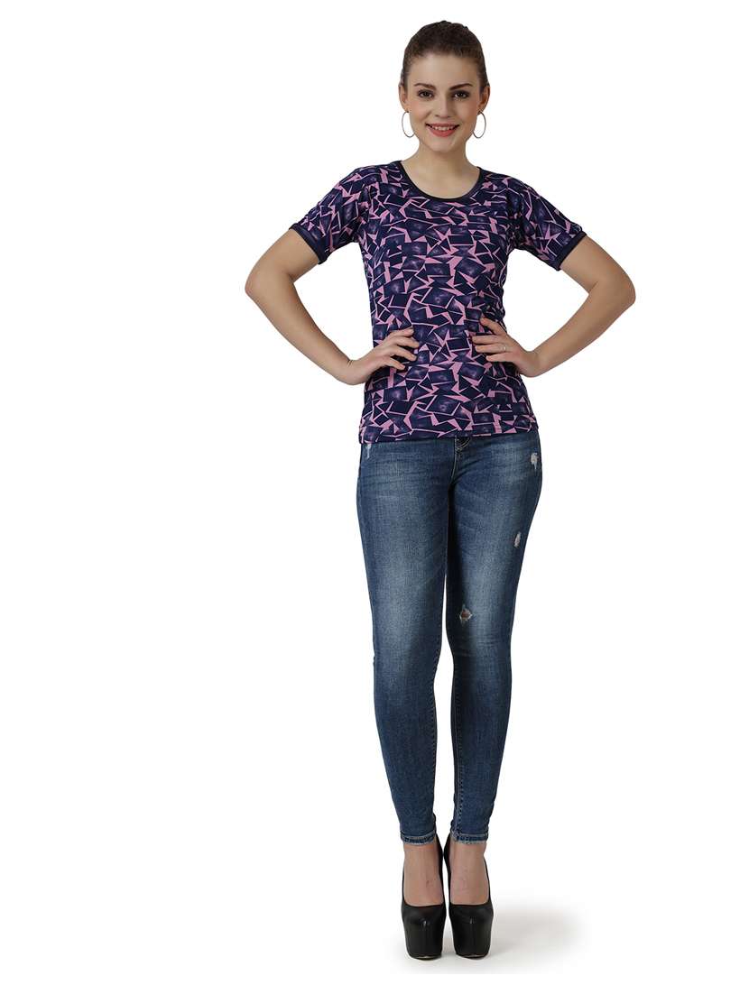 women's straight round neck top - 18951011 -  Standard Image - 3