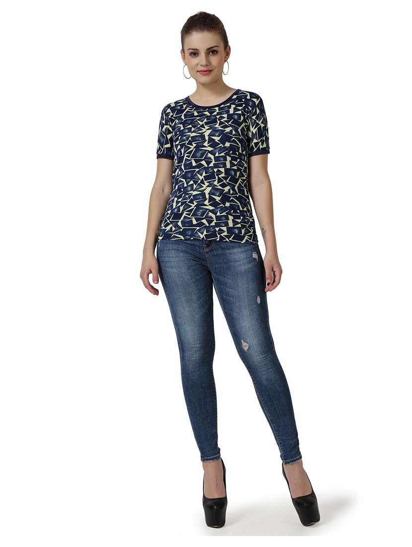 women's straight round neck top - 18951013 -  Standard Image - 3