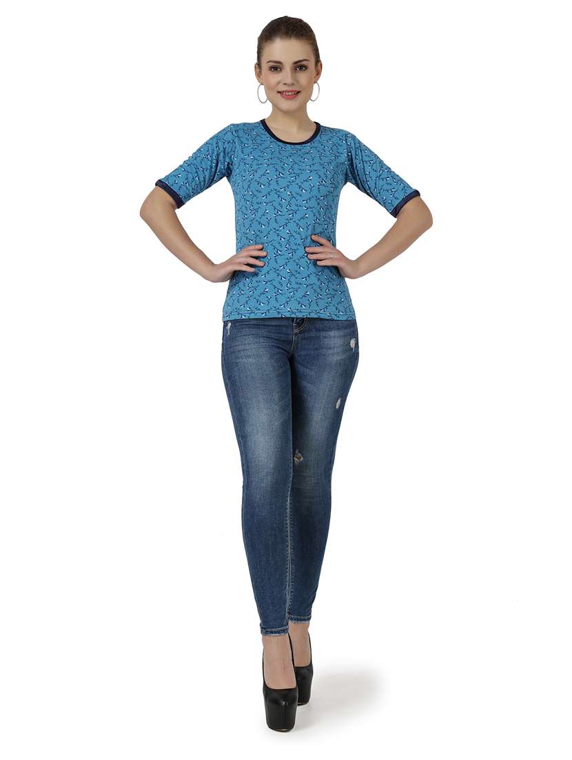 women's straight round neck top - 18951015 -  Standard Image - 3