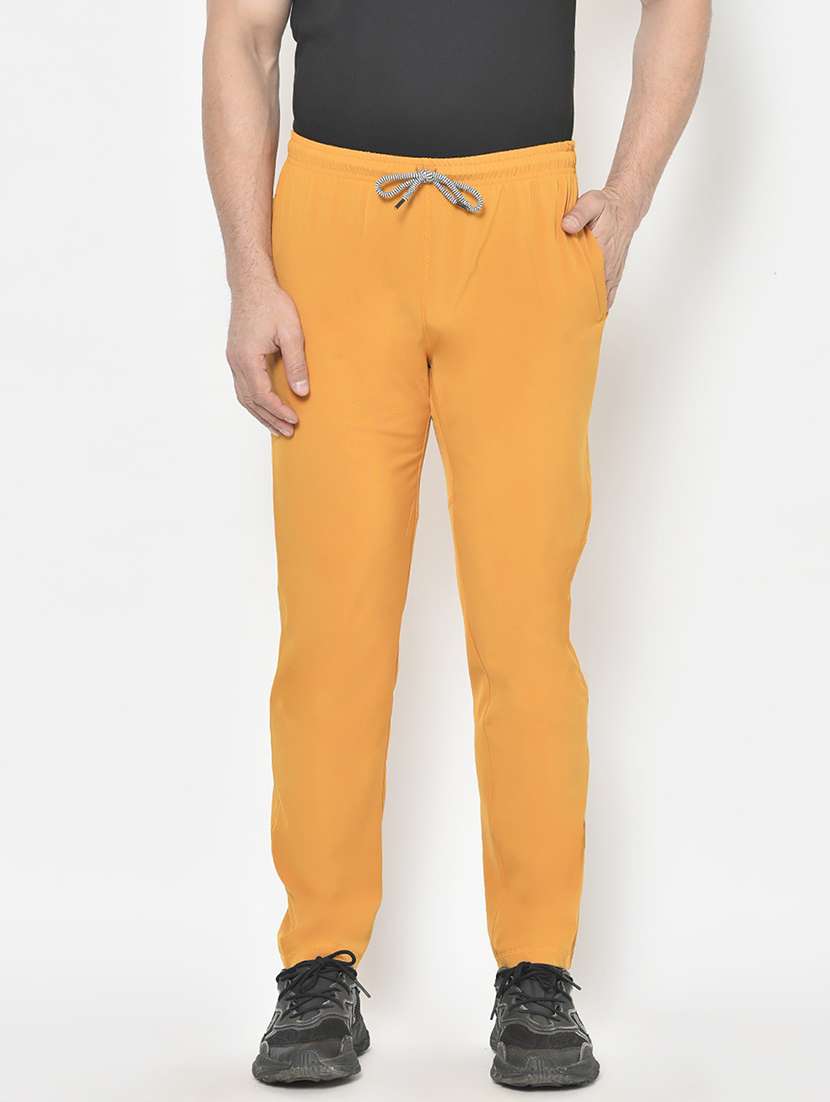 yellow solid full length track pant - 18952124 - Zoom Image - 0
