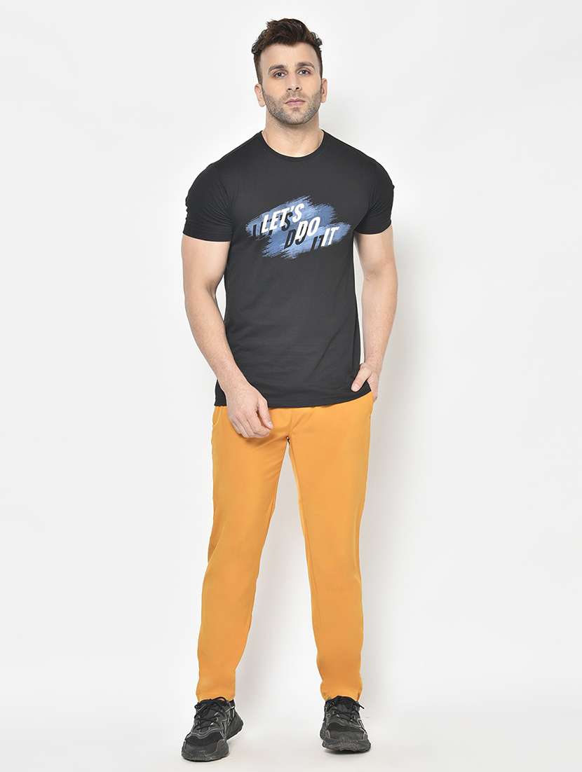 yellow solid full length track pant - 18952124 - Standard Image - 3