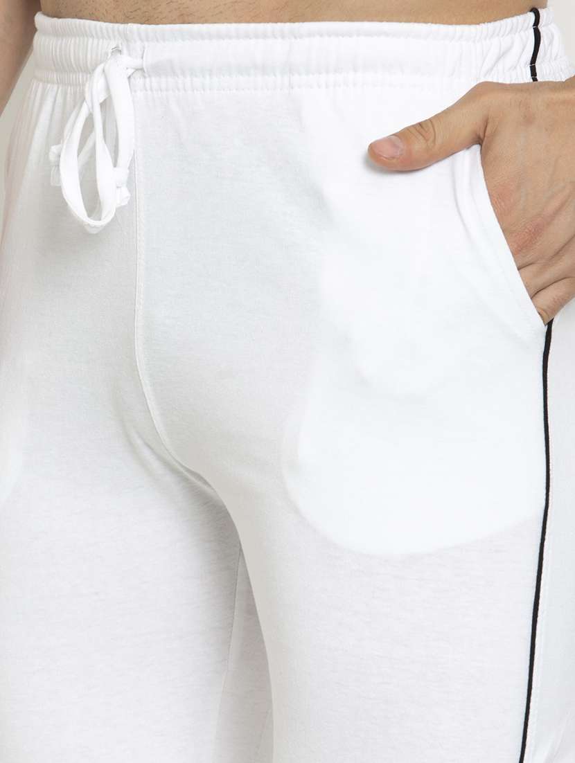 white solid full length track pant - 18952145 -  Standard Image - 3
