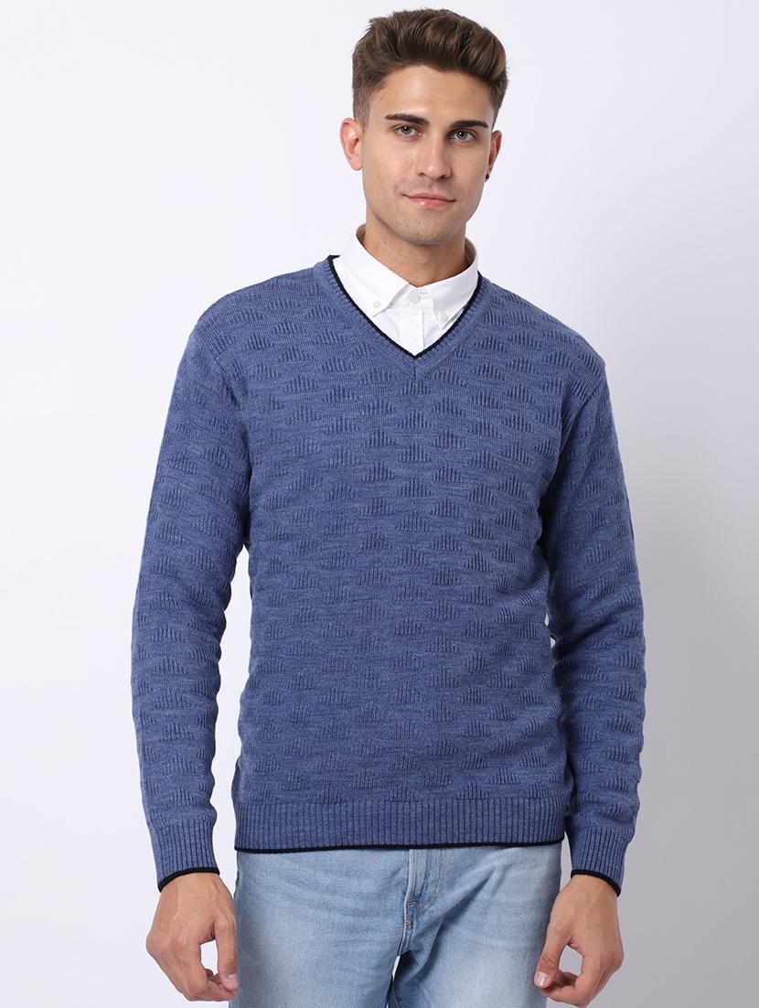 v-neck self design pullover - 18958796 -  Zoom Image - 0
