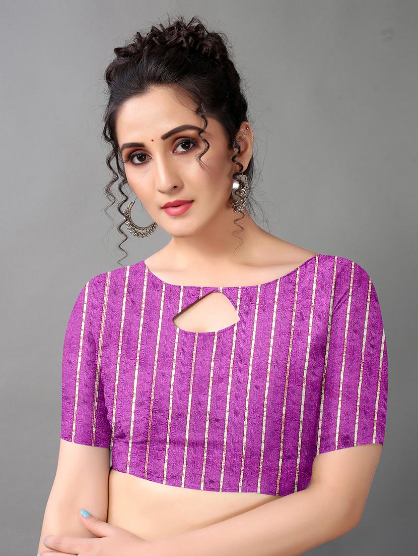 purple georgette printed saree with blouse - 18958845 - Standard Image - 3