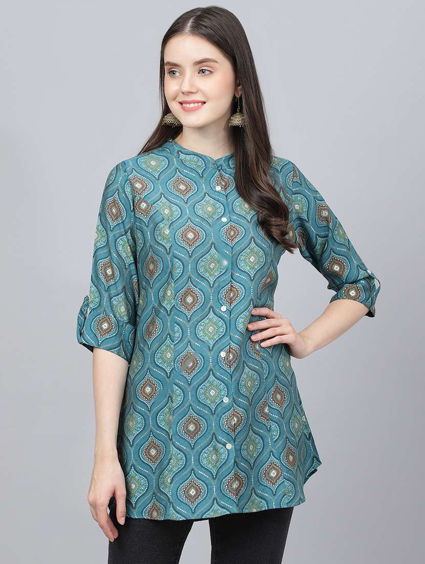 women's a line mandarin neck top - 18959471 - Zoom Image - 0