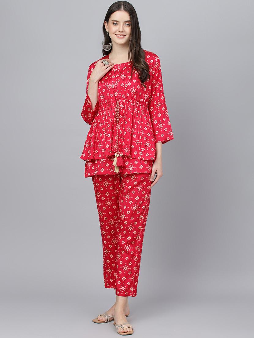 magenta modal kurta pant set - 18961543 - Zoom Image - 0