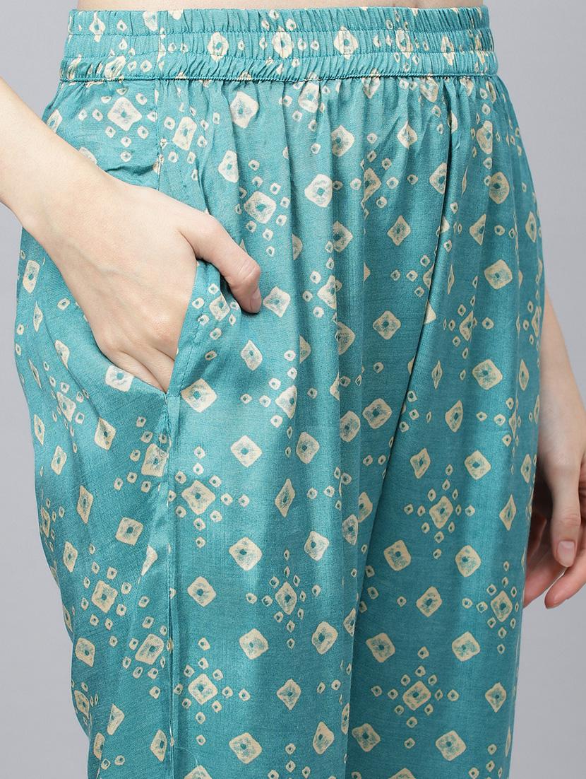 teal modal kurta pant set - 18961544 - Standard Image - 5