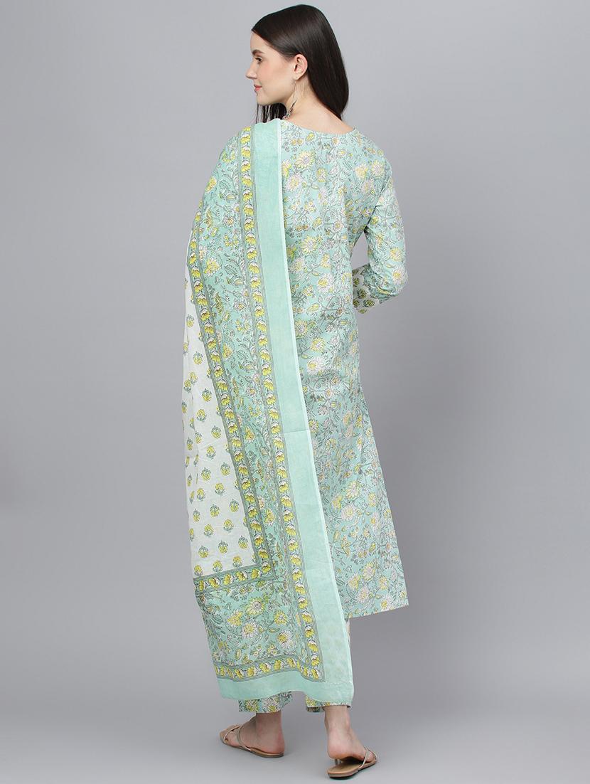 women three quarter sleeve kurta pant with dupatta set - 18961546 - Standard Image - 3