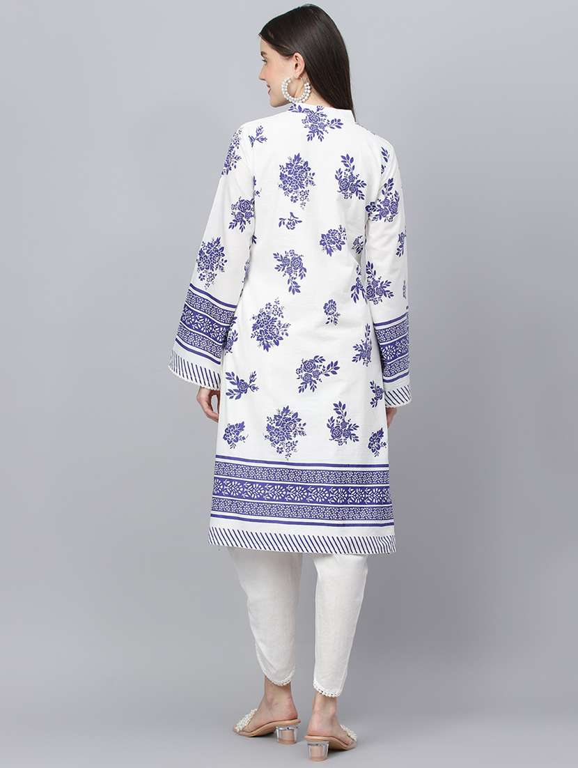 white cotton kurta pant  set - 18961548 -  Standard Image - 3