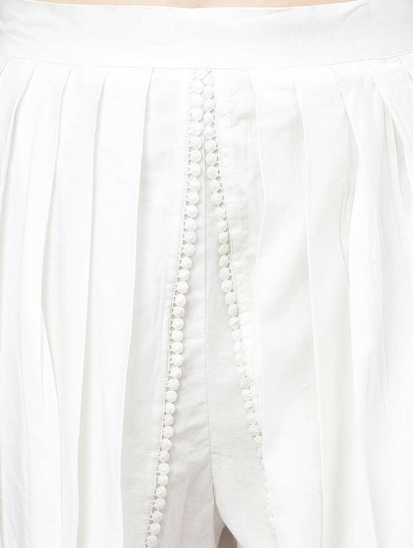 white cotton kurta pant  set - 18961548 -  Standard Image - 5