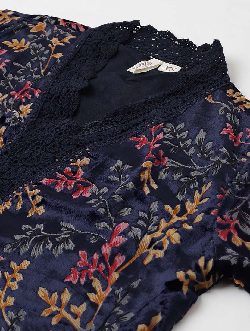 women navy blue long sleeve kurta pant with dupatta set - 18961550 -  Standard Image - 5