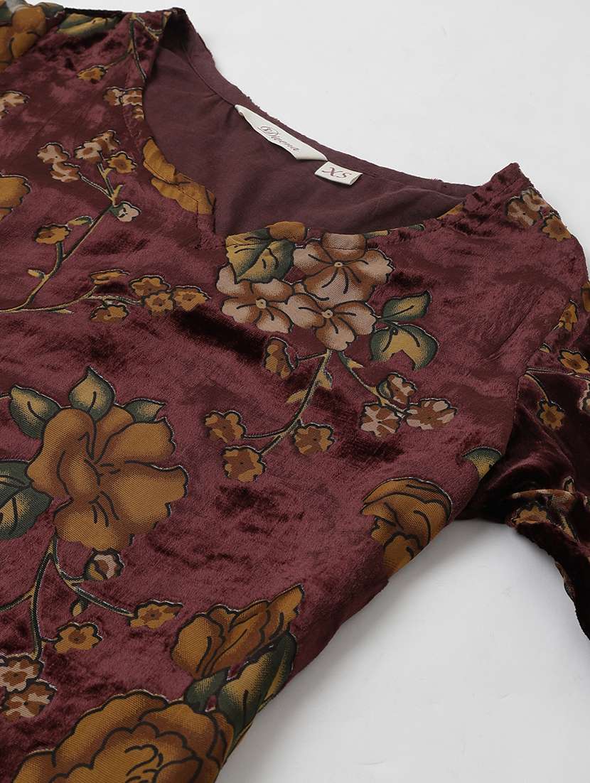 women burgundy floral kurta pant set with dupatta - 18961551 -  Standard Image - 5