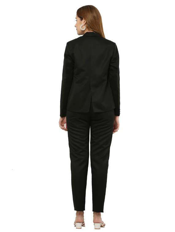 black solid blazer and trouser combo - 18962049 - Standard Image - 3