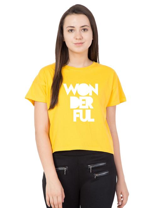 yellow cotton blend crop top - 18962090 - Standard Image - 0
