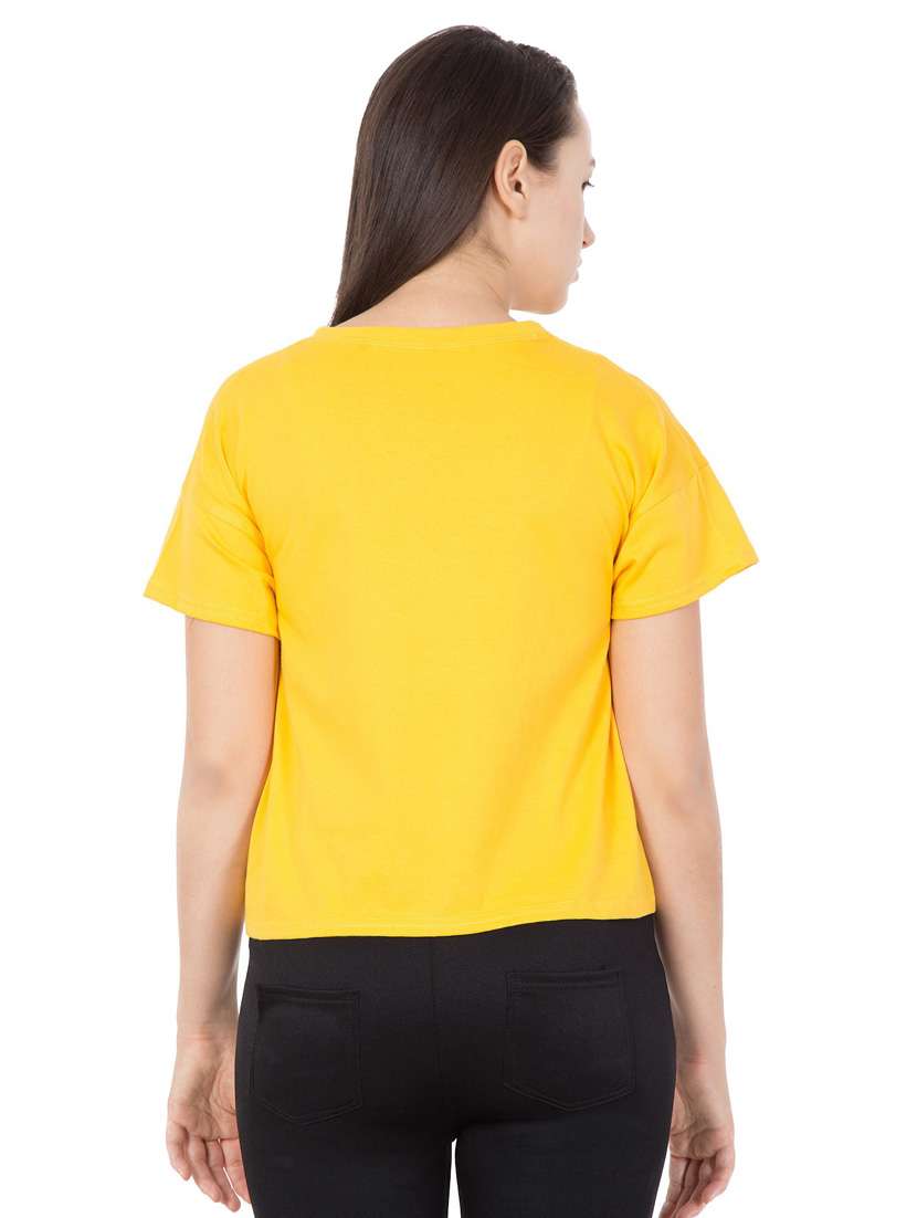 yellow cotton blend crop top - 18962090 - Standard Image - 3