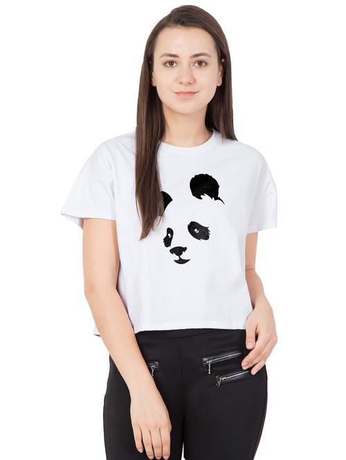 round neck printed crop tee - 18962187 - Standard Image - 0