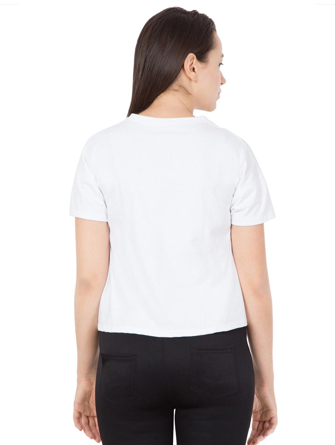 round neck printed crop tee - 18962187 - Standard Image - 3