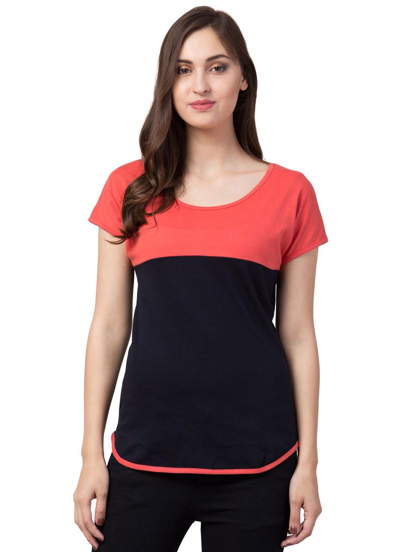 round neck color block regular tee - 18962326 - Zoom Image - 0