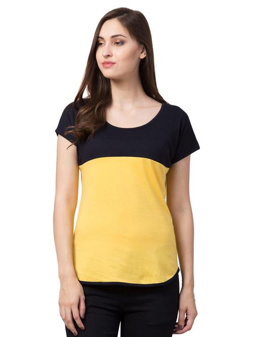 round neck color block regular tee - 18962331 - Standard Image - 0