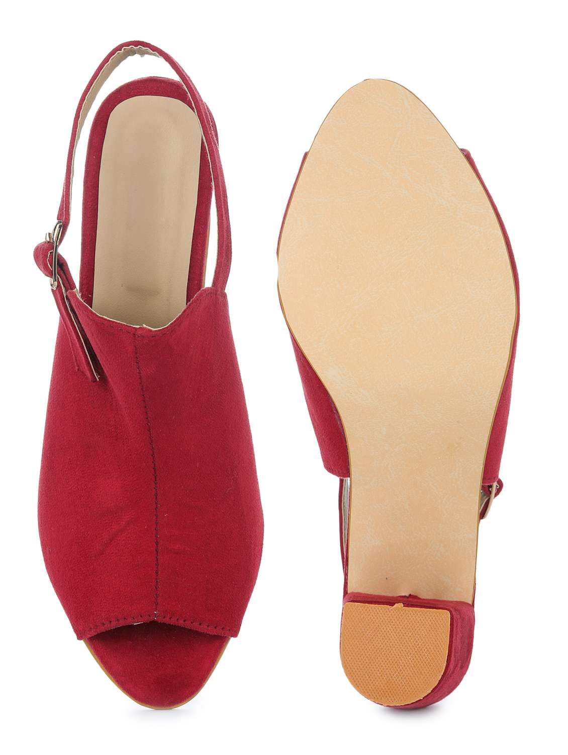 red synthetic back strap sandals - 18962378 -  Standard Image - 3