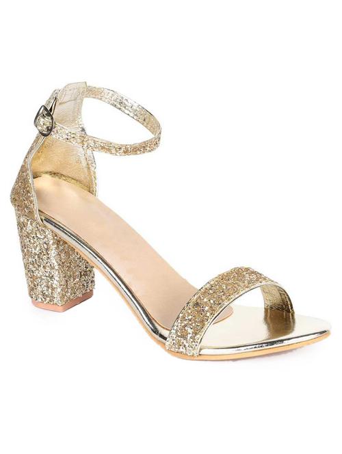 gold synthetic ankle strap sandals - 18962382 - Standard Image - 0