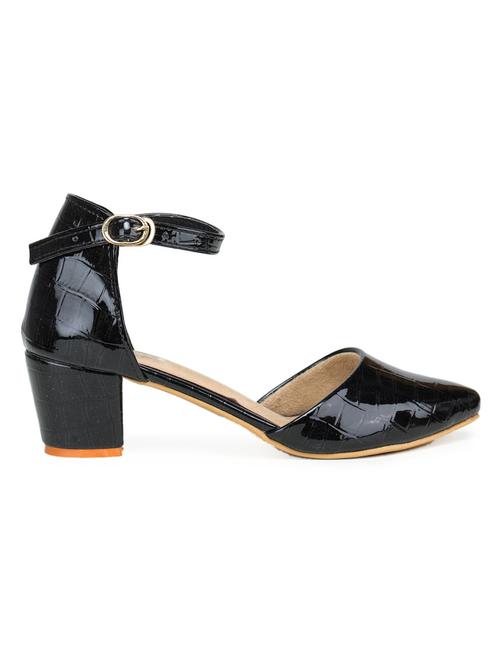 black synthetic ankle strap sandals - 18962391 -  Standard Image - 0