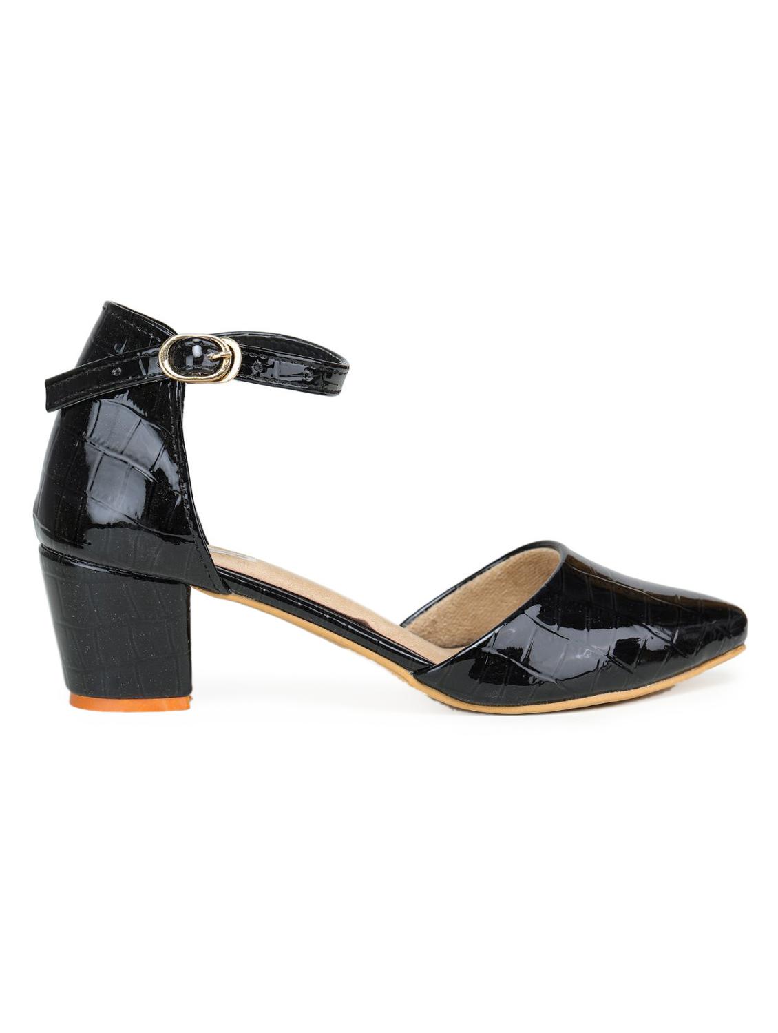 black synthetic ankle strap sandals - 18962391 -  Zoom Image - 0
