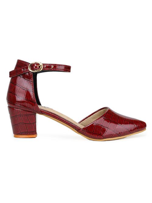 red synthetic ankle strap sandals - 18962393 -  Standard Image - 0
