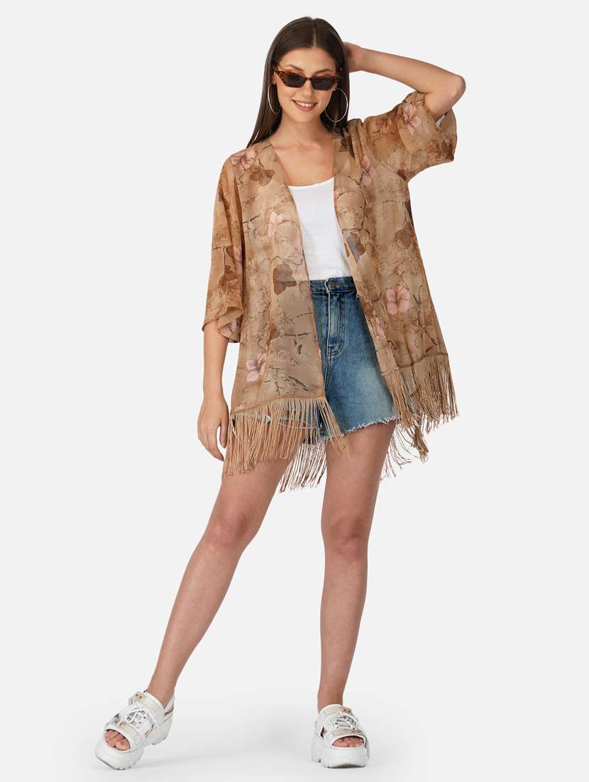 beige printed shrug - 18968220 - Standard Image - 3