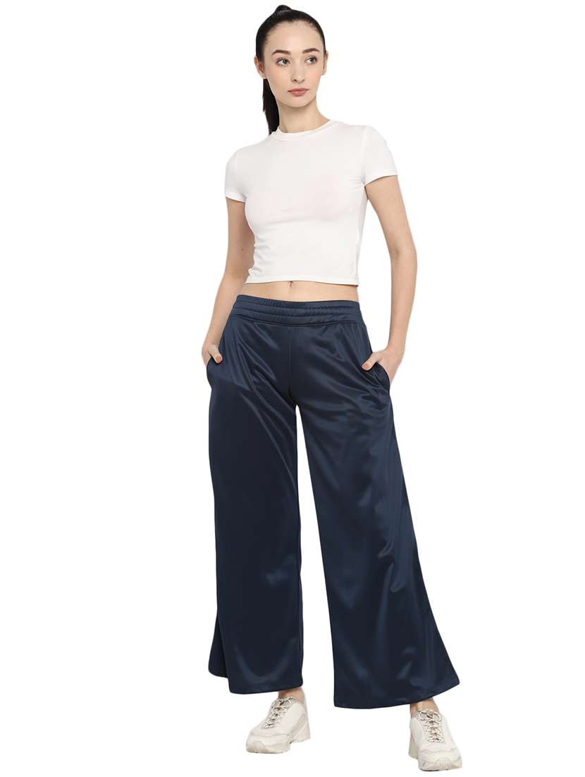 mid rise solid track pant - 18969137 -  Standard Image - 3