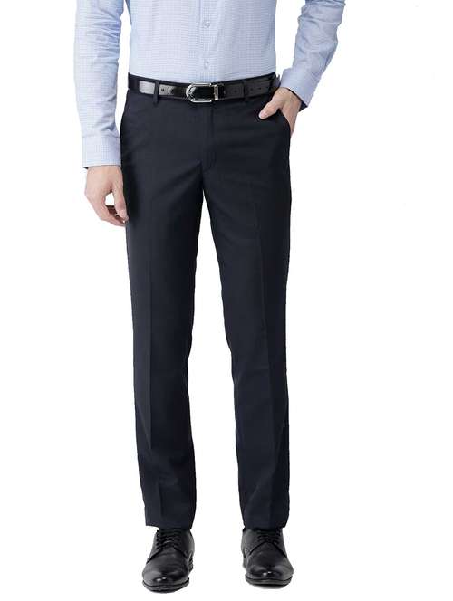 mid rise solid flat front trousers formal trouser - 18974085 -  Standard Image - 0