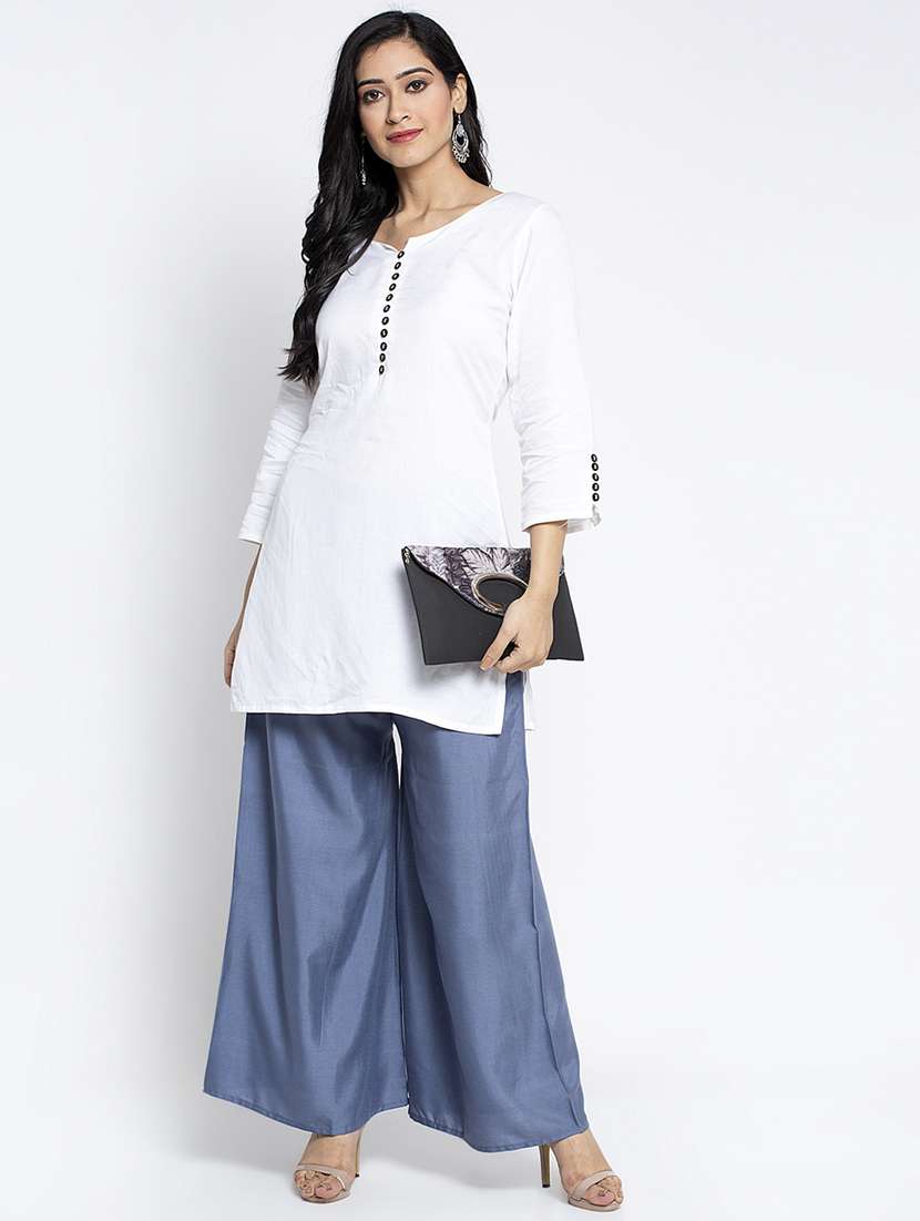 grey rayon flared palazzo - 18984167 -  Standard Image - 3