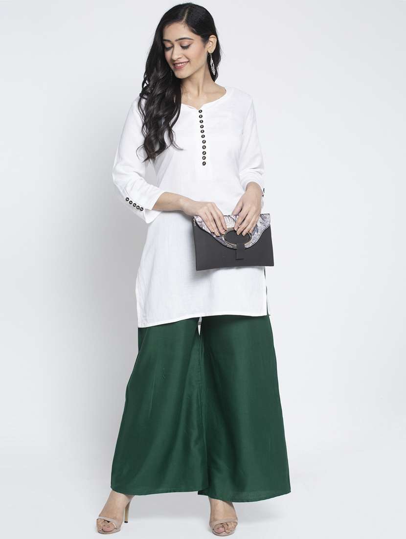 green rayon flared palazzo - 18984173 - Standard Image - 3