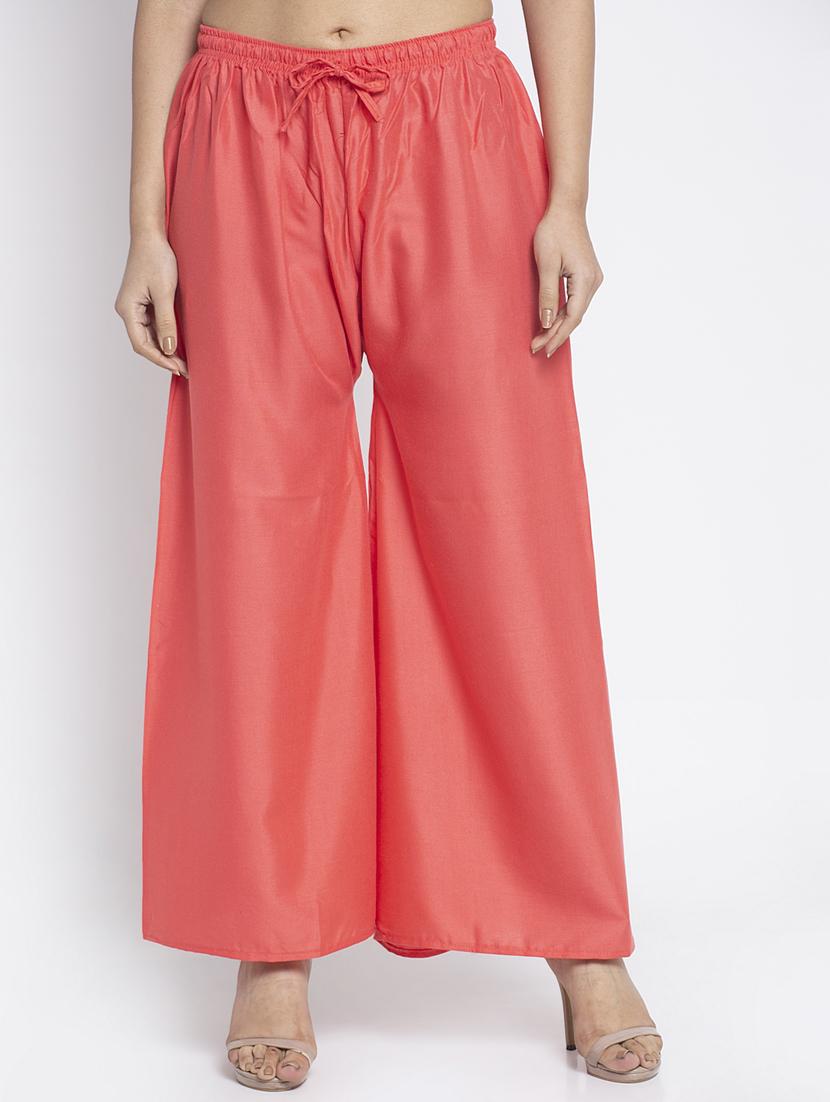 orange rayon flared palazzo - 18984175 - Zoom Image - 0