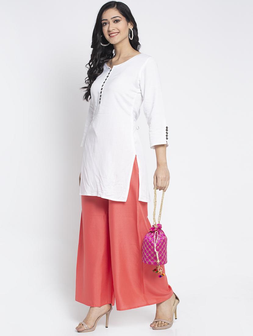 orange rayon flared palazzo - 18984175 - Standard Image - 3