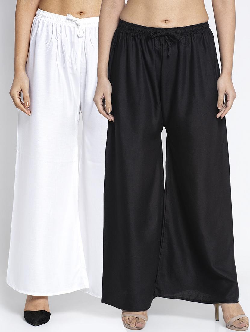 pack of 2 solid flared palazzo - 18984188 -  Zoom Image - 0