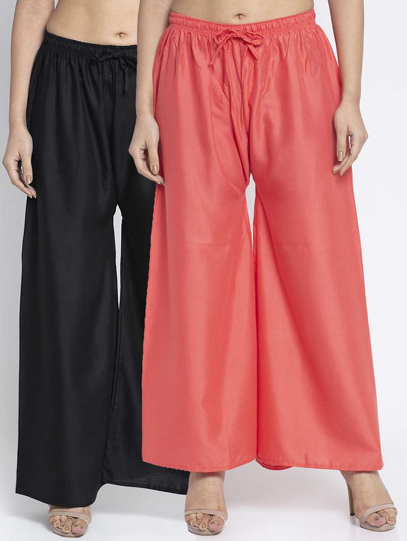 pack of 2 solid flared palazzo
