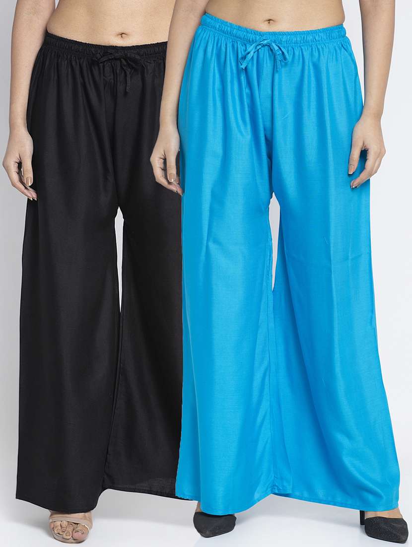 pack of 2 solid flared palazzo