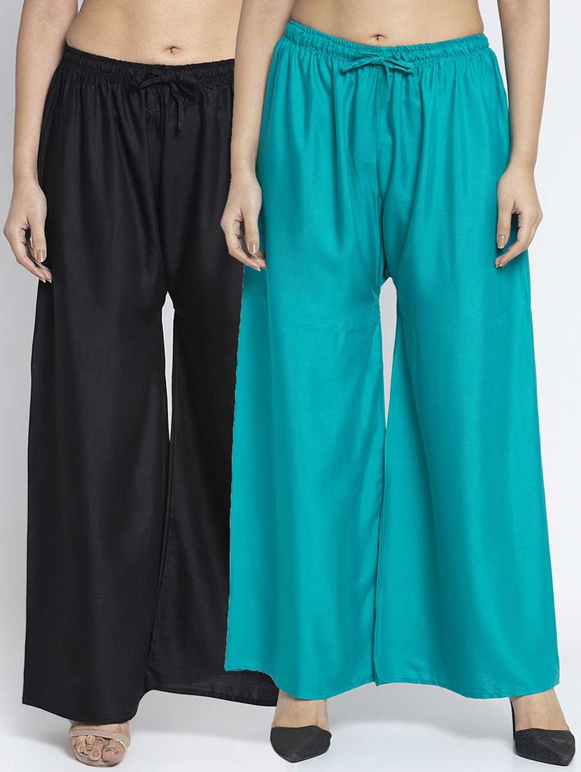 pack of 2 solid flared palazzo