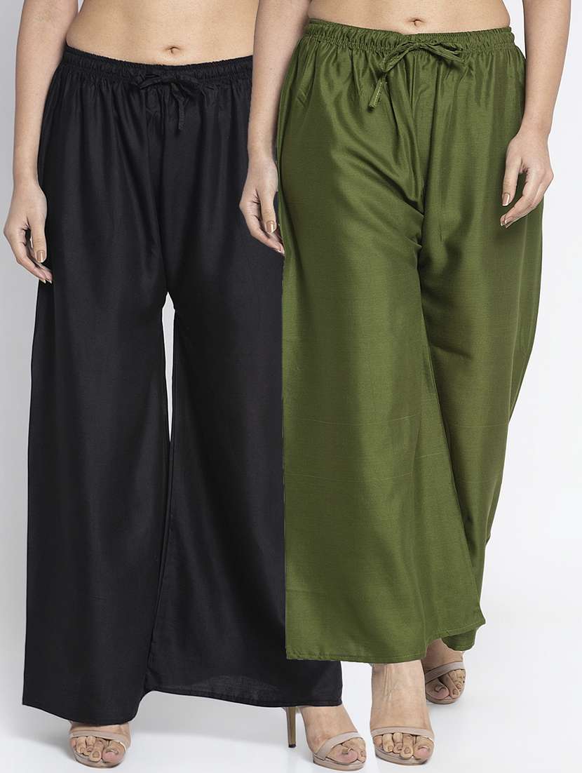 pack of 2 solid flared palazzo