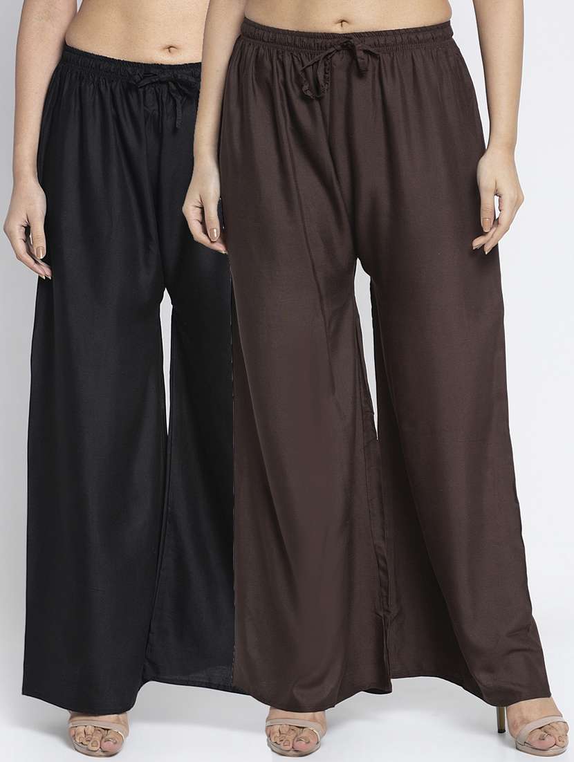 pack of 2 solid flared palazzo